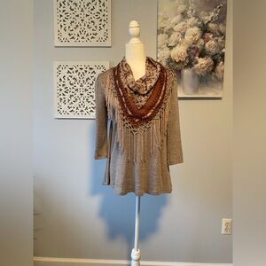 Style & Co 3/4 sleeve with detachable scarf